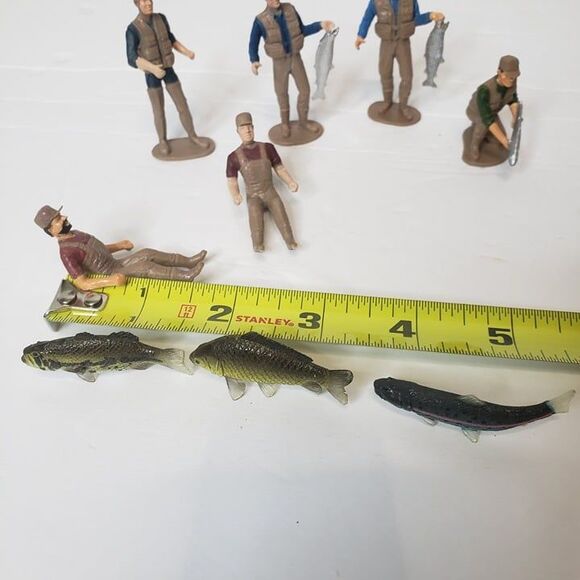Vintage Lot of 9 Popak Fishermen Cake Topper Figures 2" Fish Fishing Decor - Picture 7 of 8